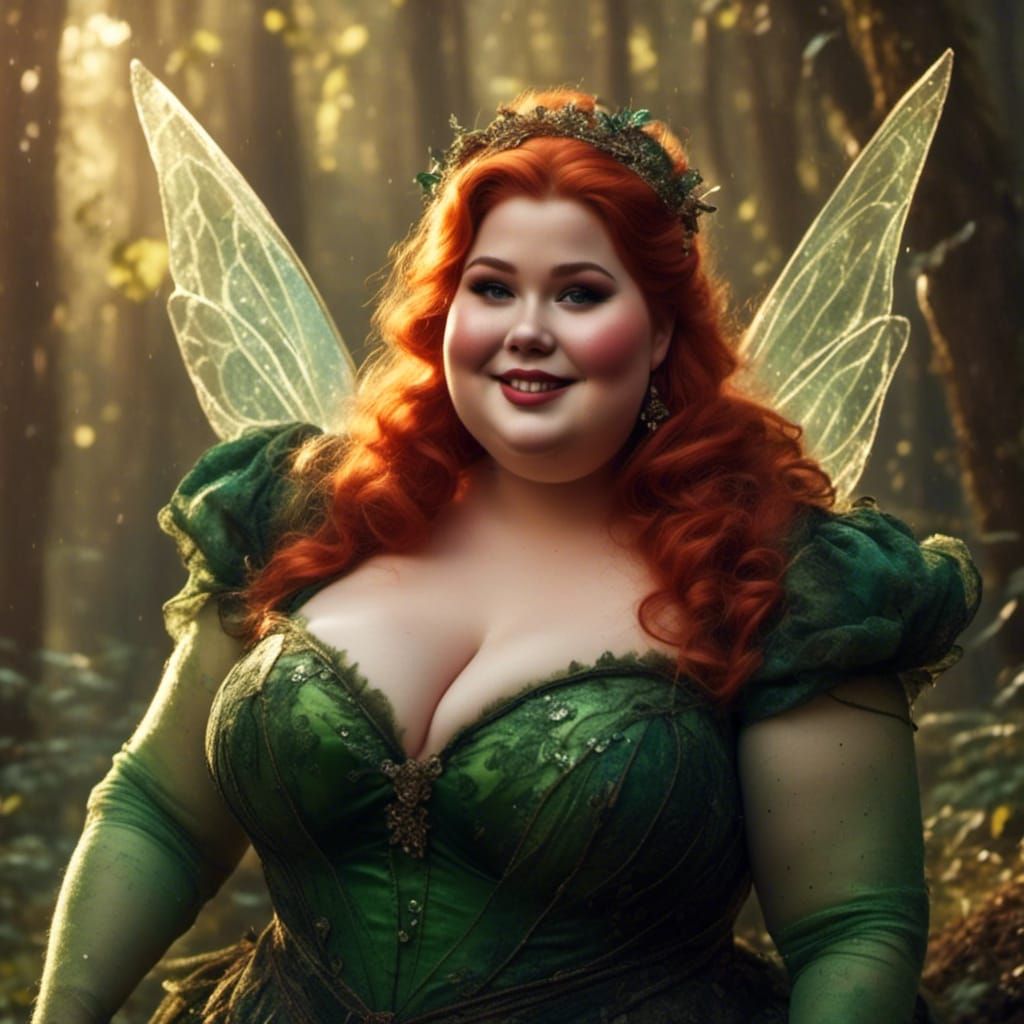 Curvy Fairy with Hyperrealistic Details and Big Smile