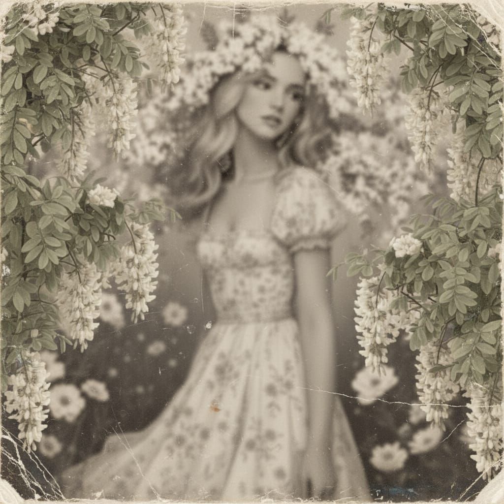 Spring Blossom with Flowing Hair