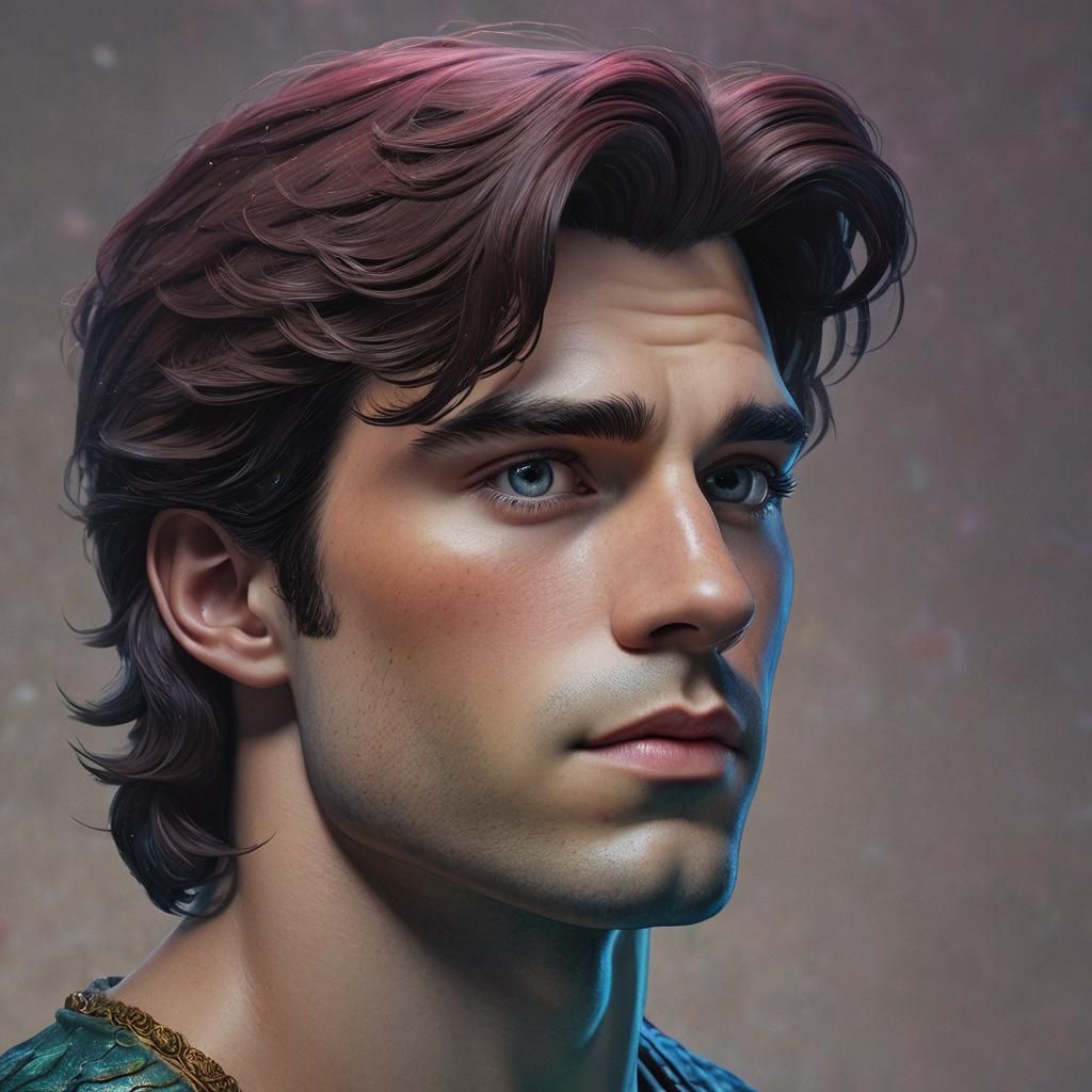 Hyperrealistic Prince Eric Splash Art Portrait