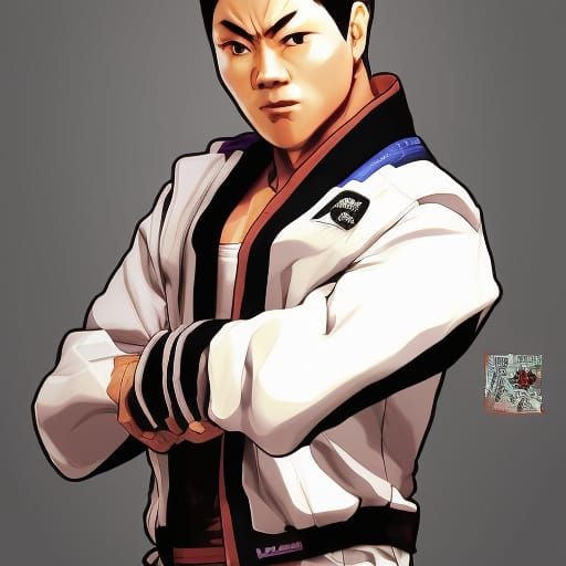 Jet Li as KOF Character in Comic Book Style