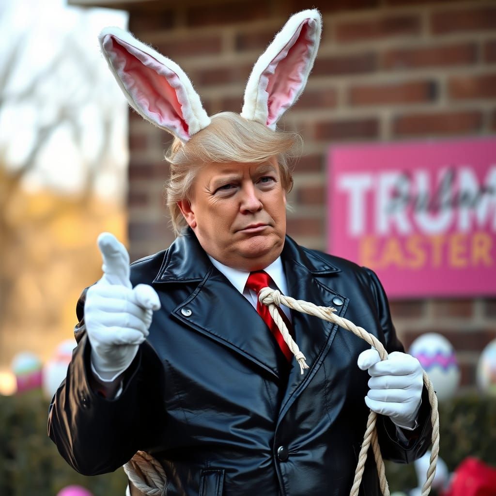 Donald Trump as the Easter Bunny in Dark Leather