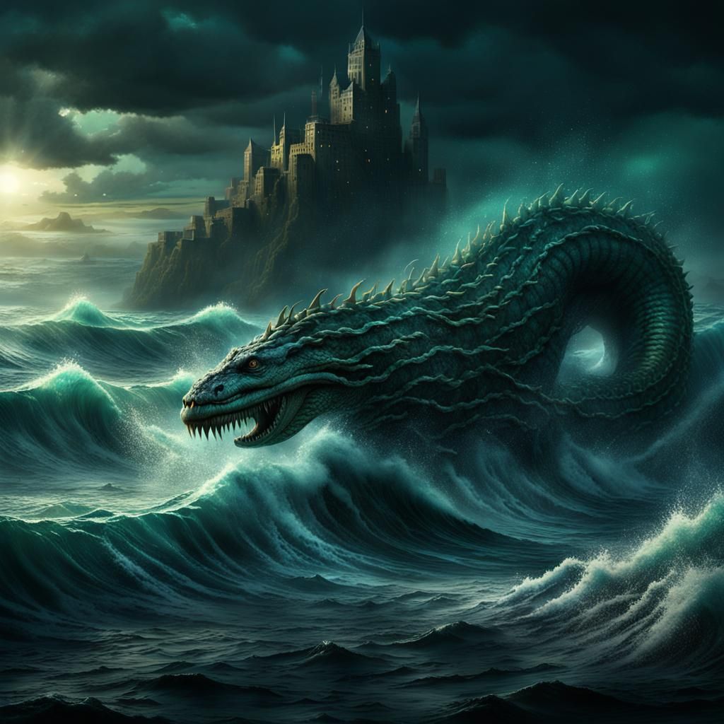 Seasick Sea Serpent in the Ocean Depths