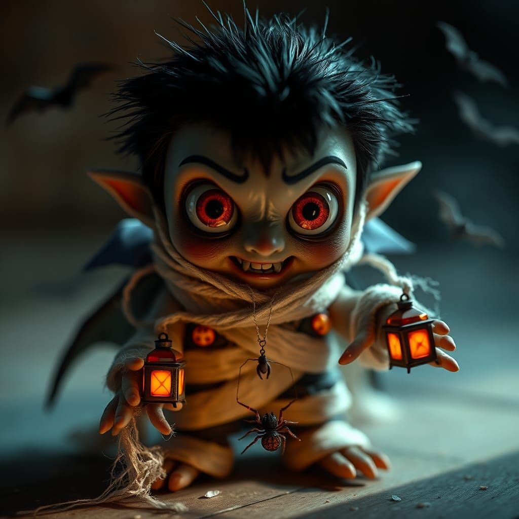 Adorable Vampire in Halloween Costume: 3D Anime Style