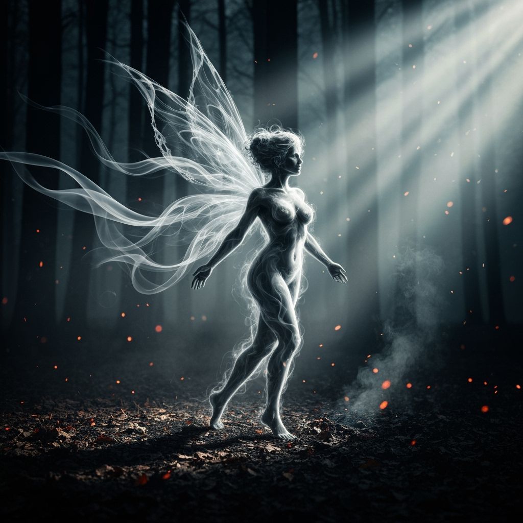 Ethereal Smoke Fairy in Dim Forest Clearing