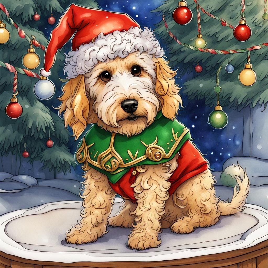 Christmas Elf golden doodle