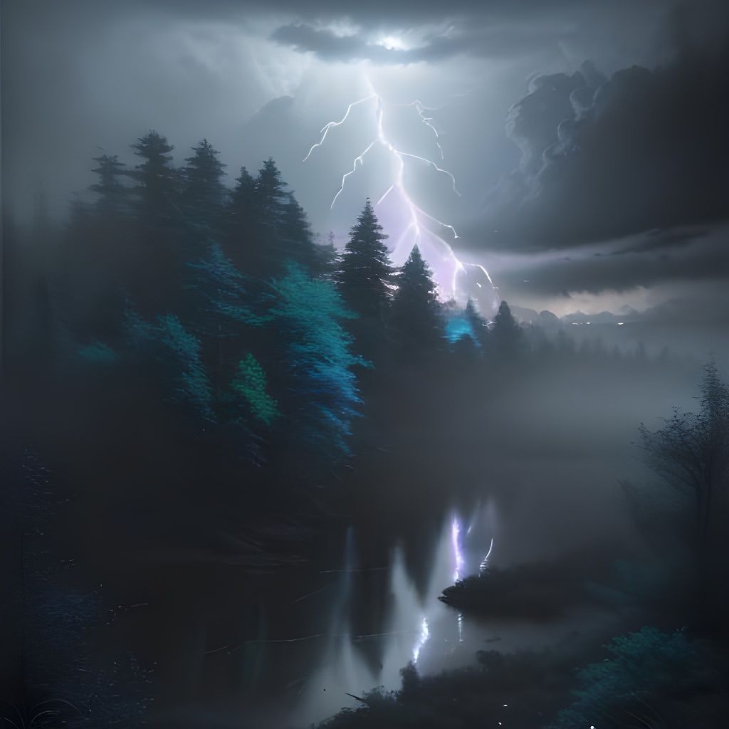 Magical Forest Landscape with Volumetric Lighting