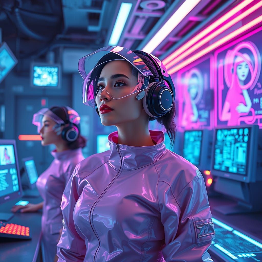 Futuristic Lab Scene in Dystopian Neon Style