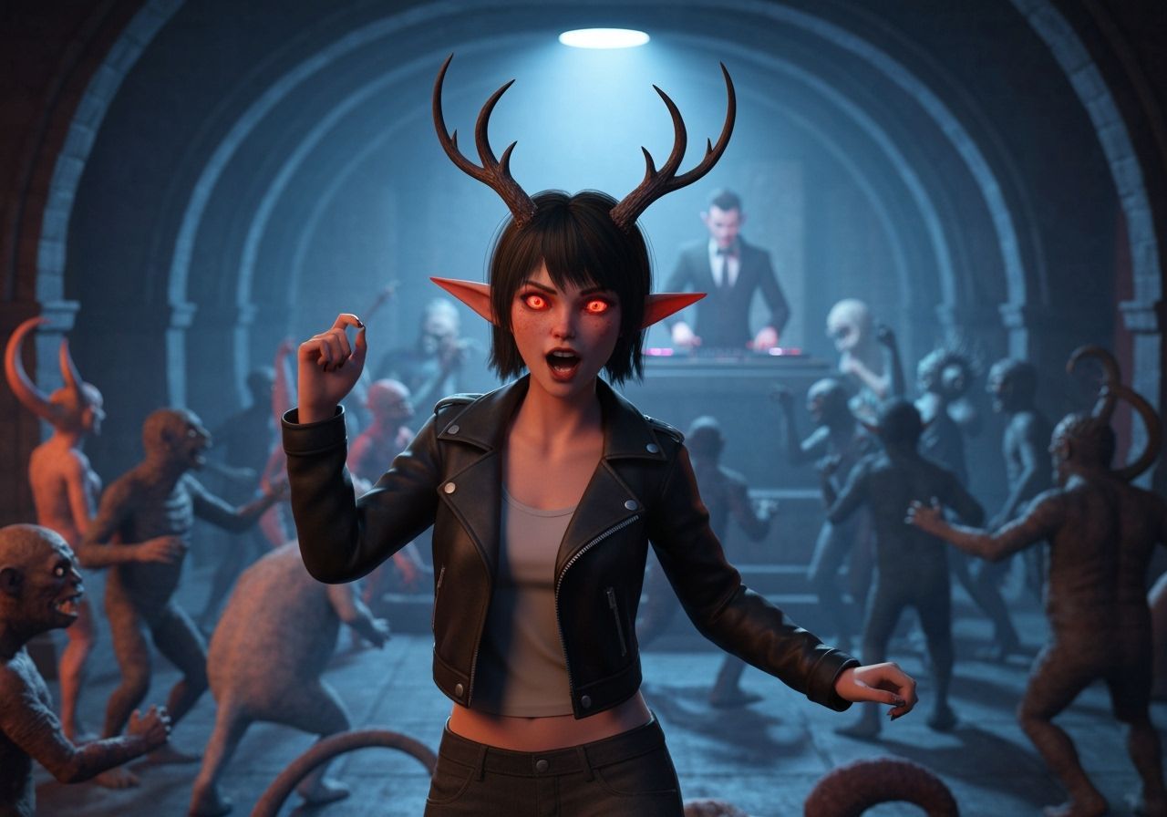 Tiefling Dances at Halloween Crypt Rave