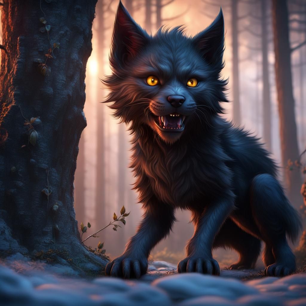 Werewolf Kitten: Jacob Black, Detailed Fantasy Art