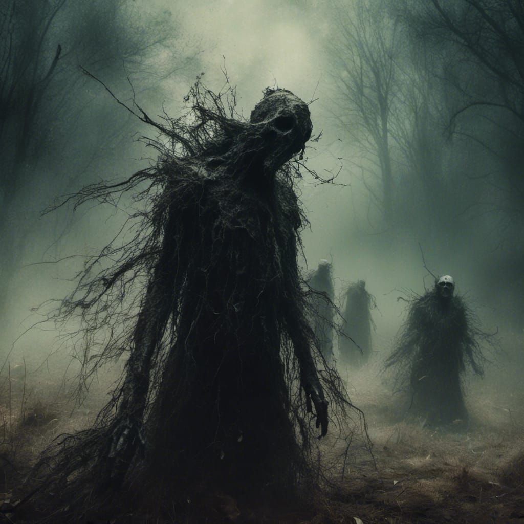 Macabre Surreal Scene with Mythological Creatures