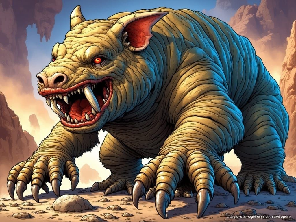 Giant Mole Monster Creature Illustration in Comic Style