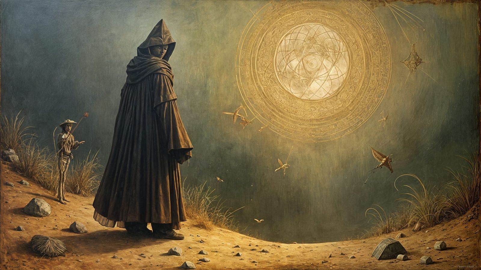 Surreal Wanderer Painting in Esoteric Style