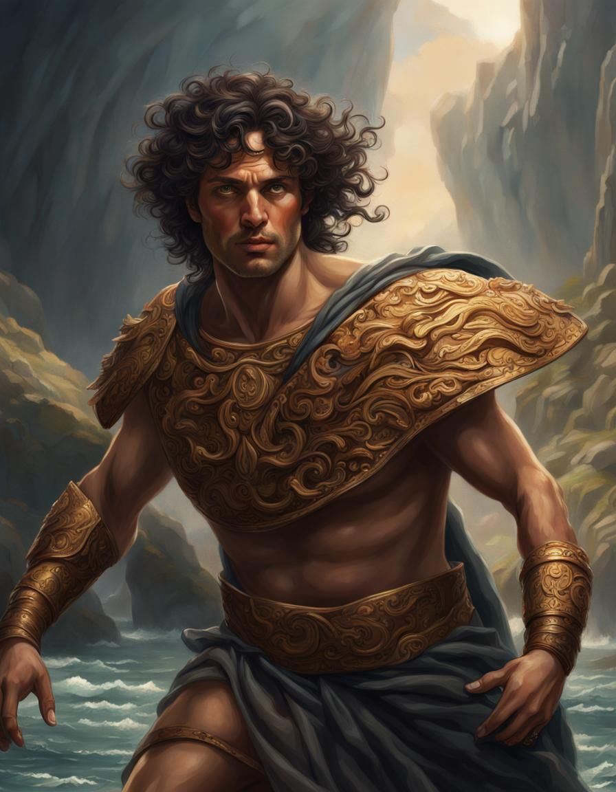 Detailed Portrait of Perseus in Greek Style