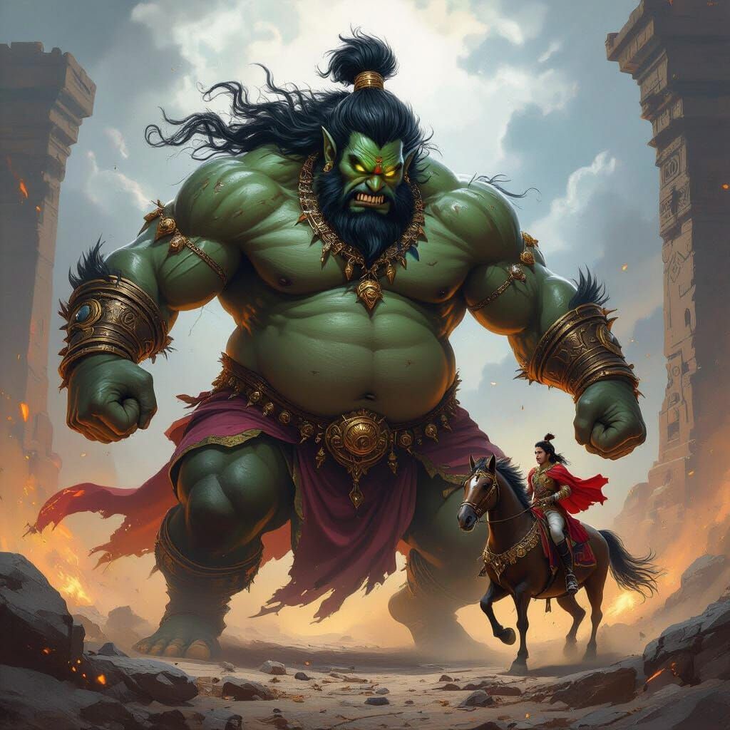 Epic Asura Battle in High Fantasy Digital Painting