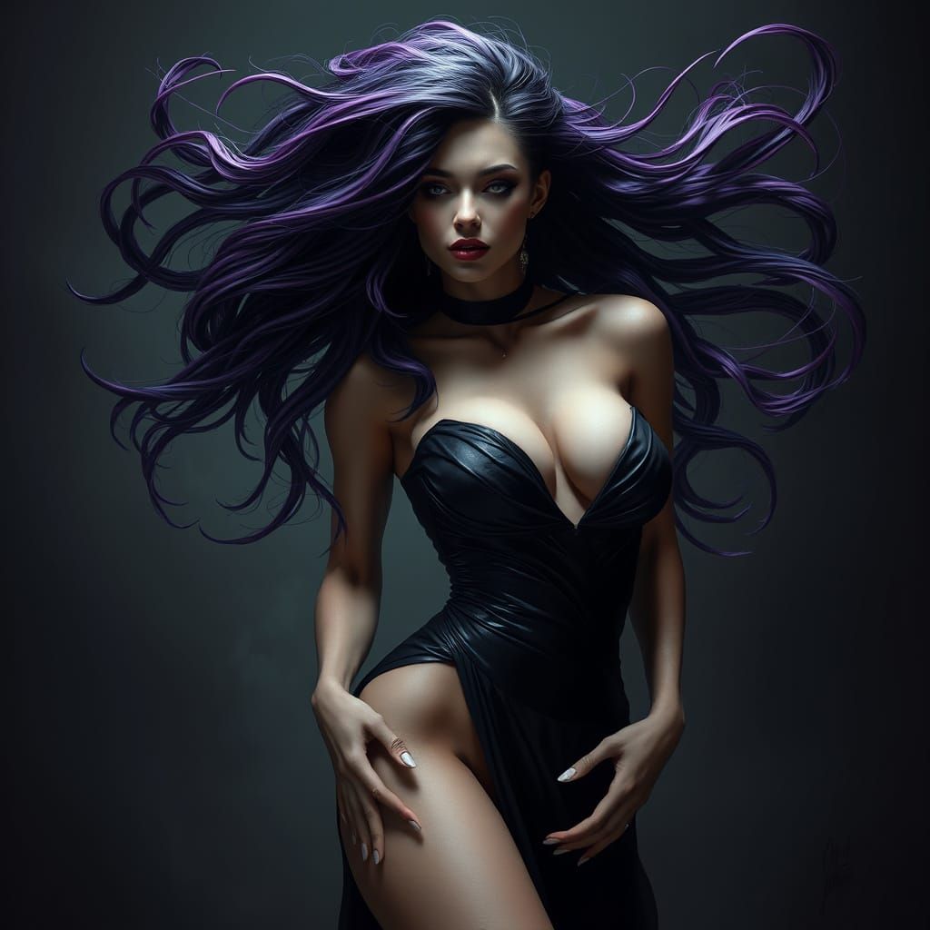 Gothic Female Figure in Dark Attire