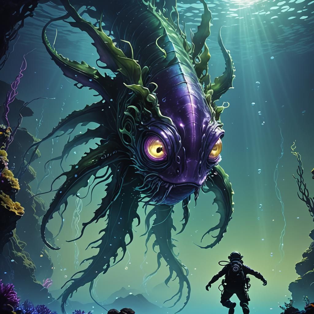 Anime Sea Monster Concept Art in 4K