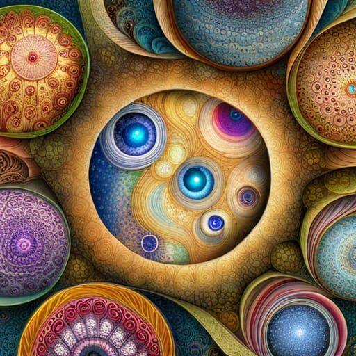 Phoenix and Owl Babies in Fractal Gardens