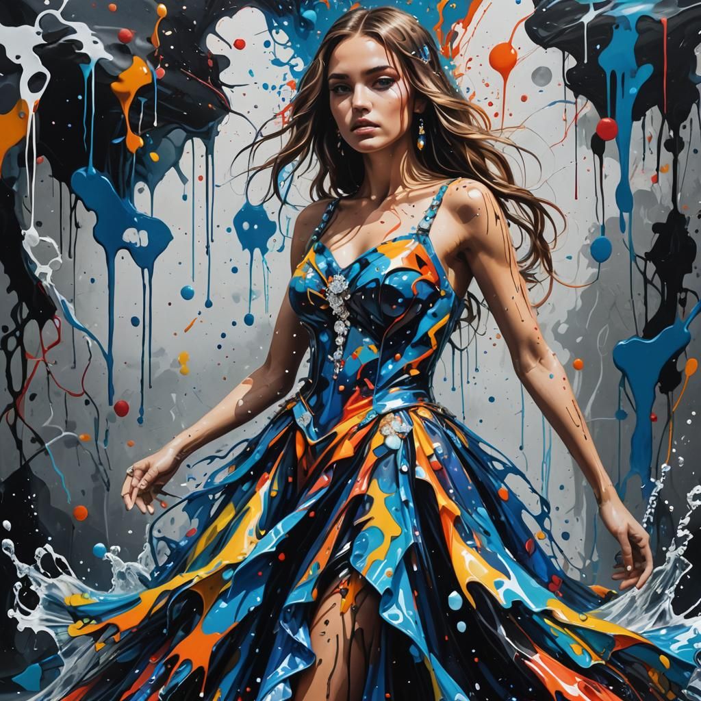 Sapphire and Diamond Dress: Underwater Graffiti Art
