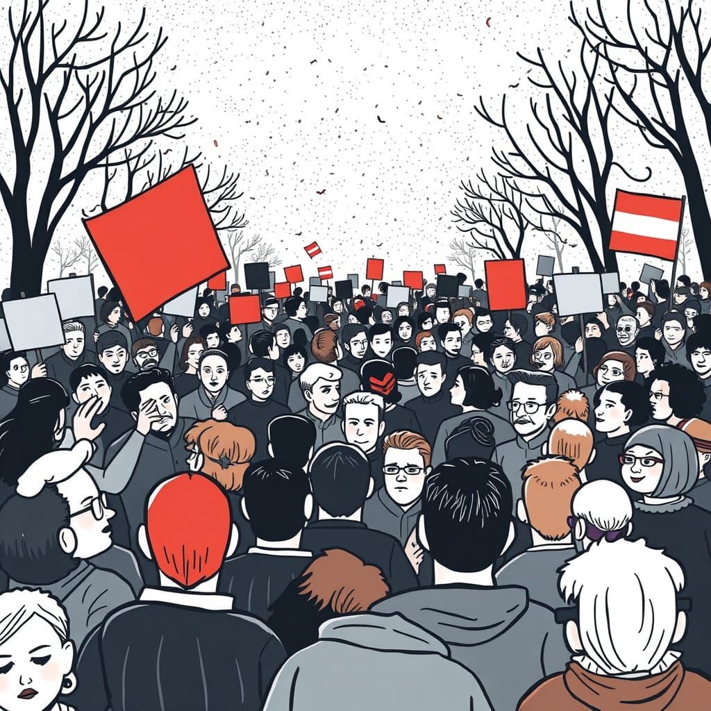 Crowd Scene in Franco-Belgian Comic Style