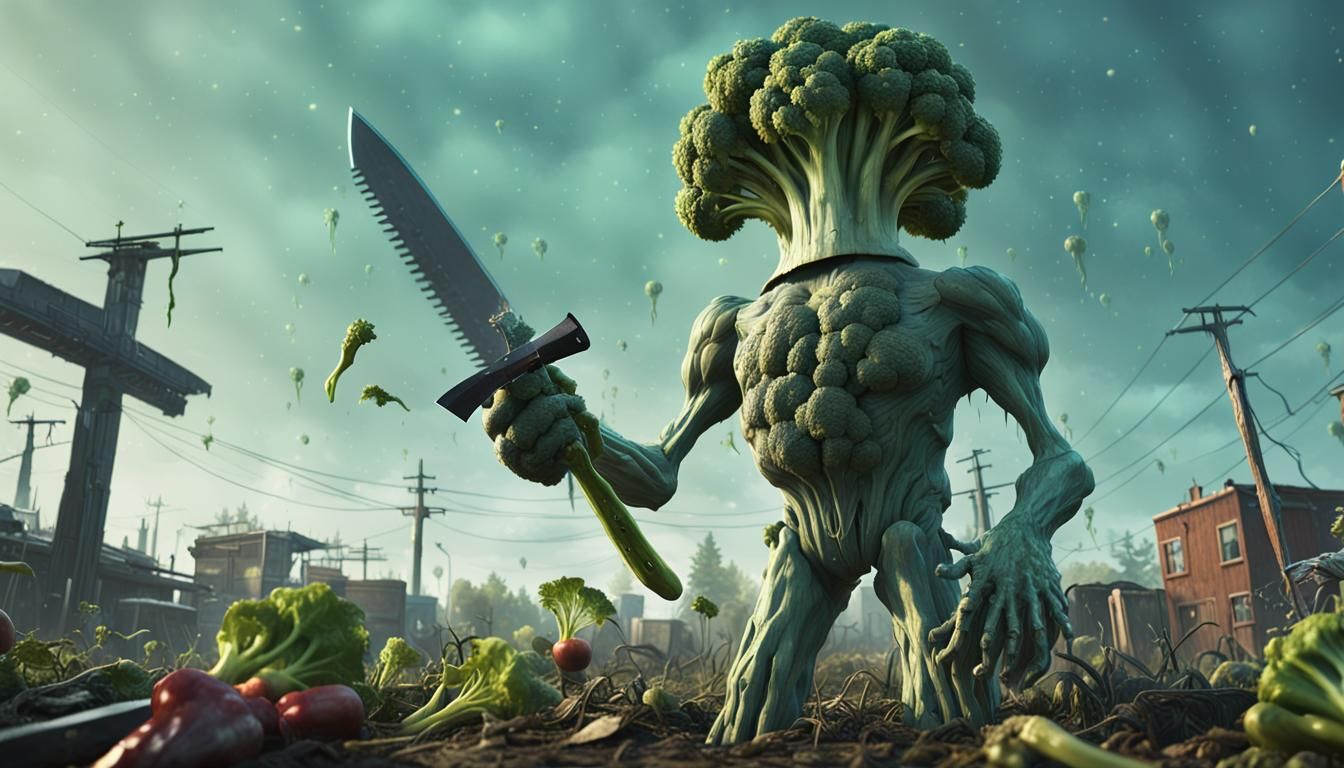 Broccoli Monster in Post-Apocalyptic Garden