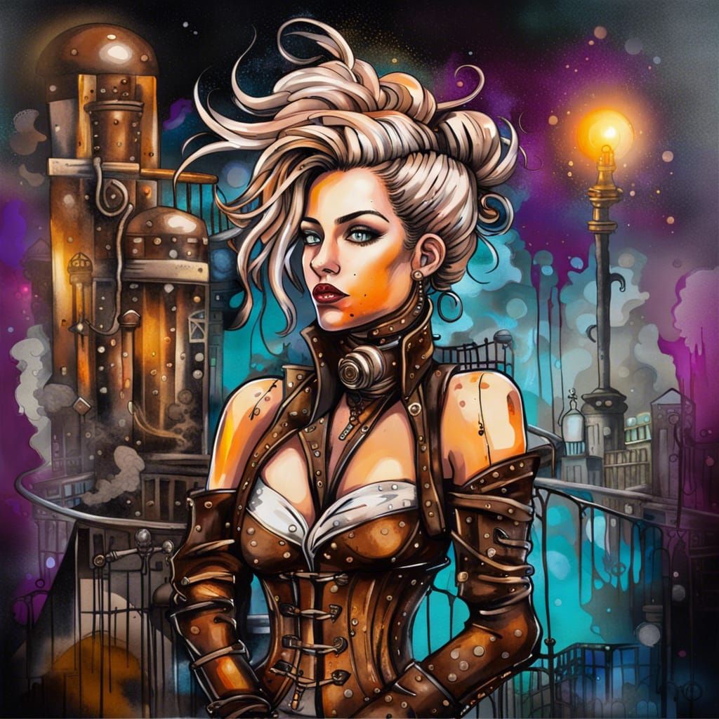 Sassy Steampunk Woman in Twilight Town