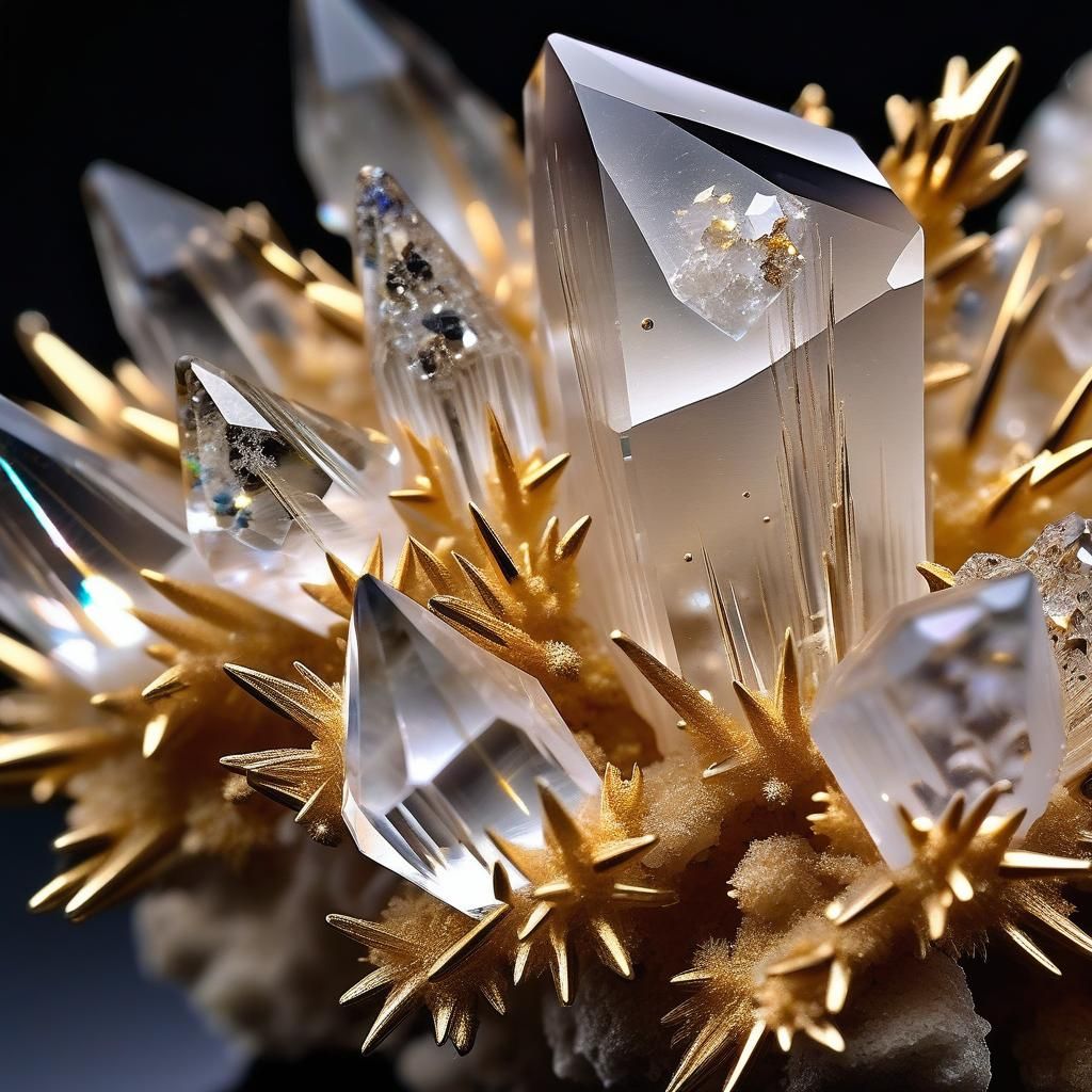 Detailed Quartz Crystal Cluster in Stellar Field