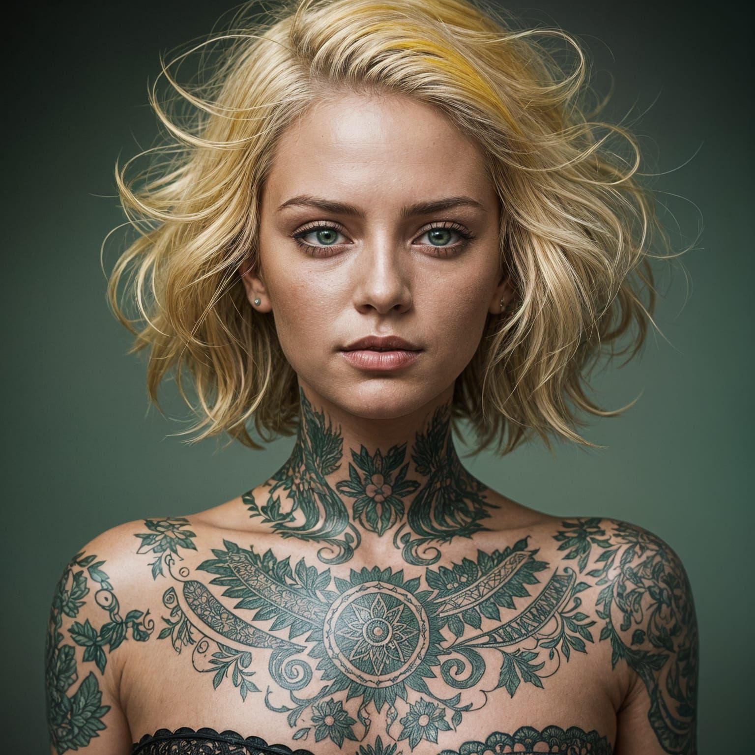 Hyperrealistic Latina Woman with Tattoos