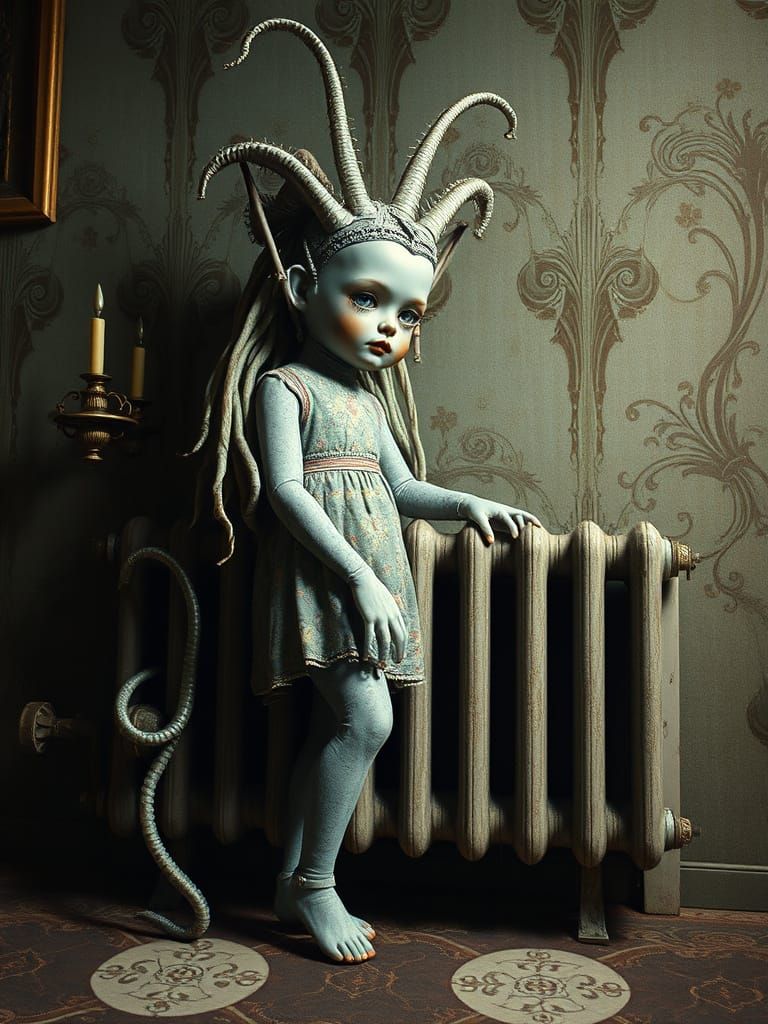 Surreal Lady in Radiator, Inspired by Bellmer Dolls and Eras...