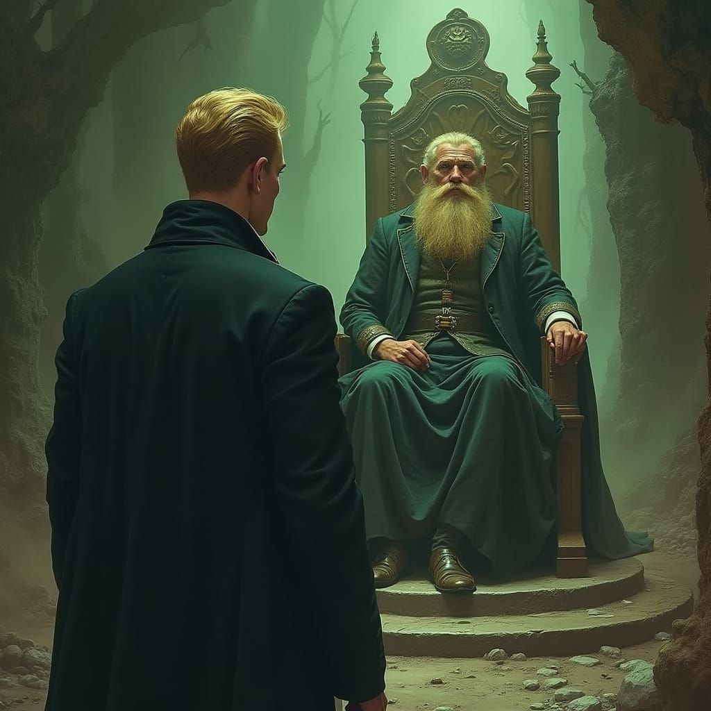 Edwardian Duke Before Odin in Valhalla: Gothic Art