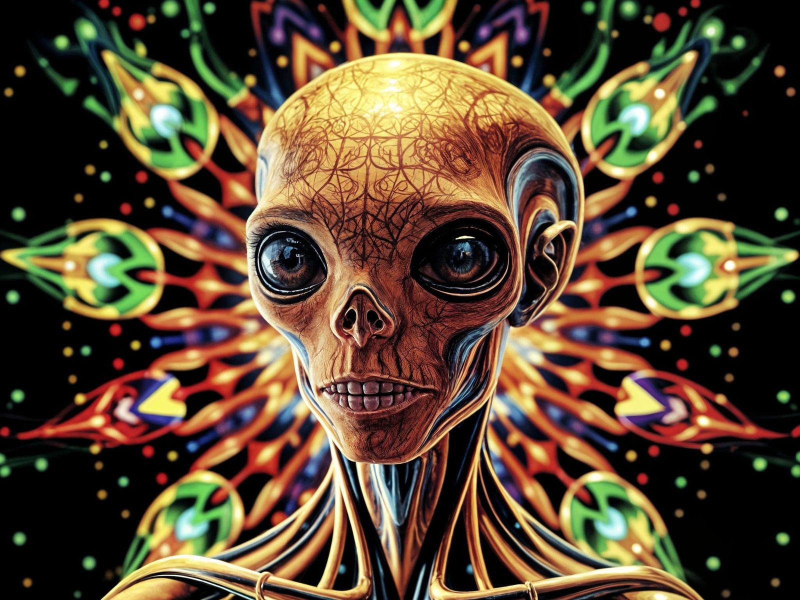 Kaleidoscopic Alien Portrait: Spectrum of Thought