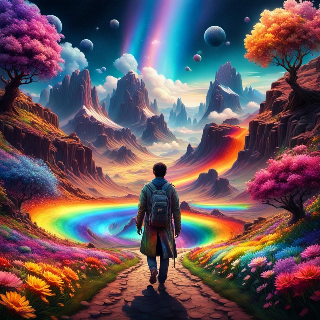 Surreal Rainbow Landscape in Digital Matte Painting