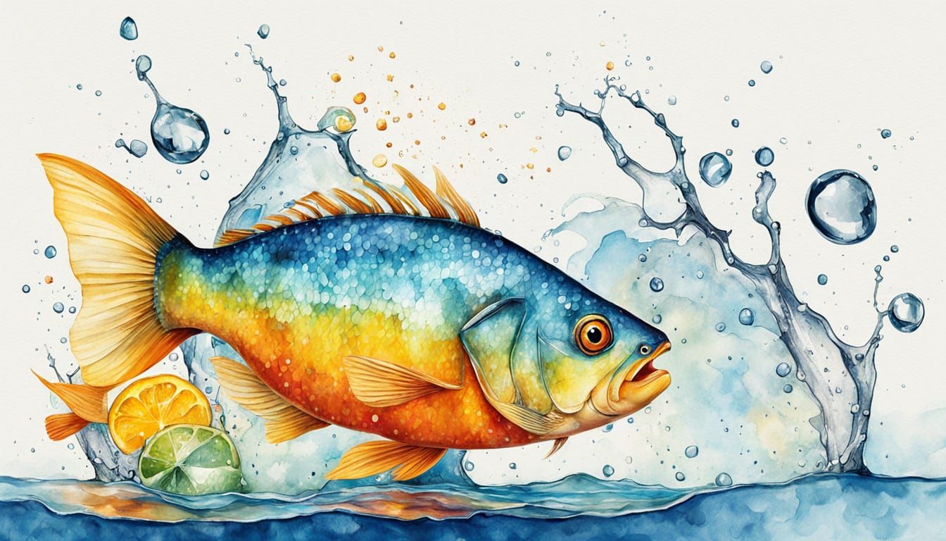 Impressionist Fish Tank Scene with Rusty Metal Toy in Vibran...