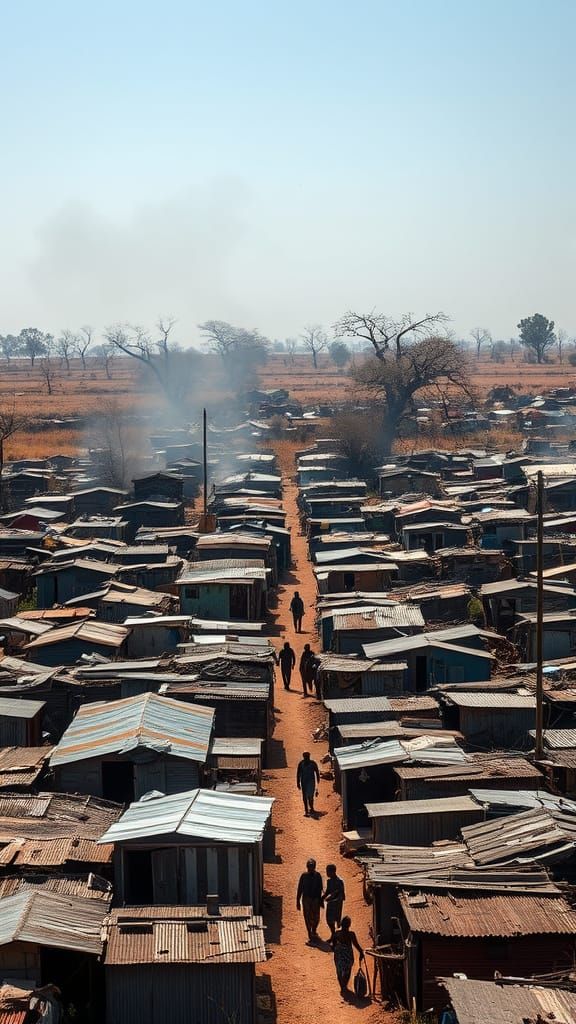 South African Informal Settlement in Vibrant, Desolate Lands...