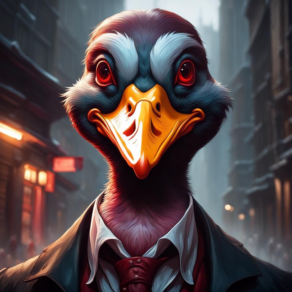 Bloody Vampire Duck Portrait in Graffiti Art Style