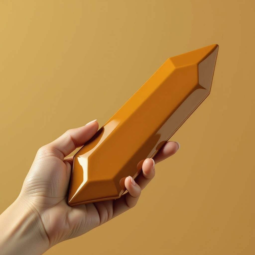 Glossy Caramel Hexagonal Tile Held By Hand