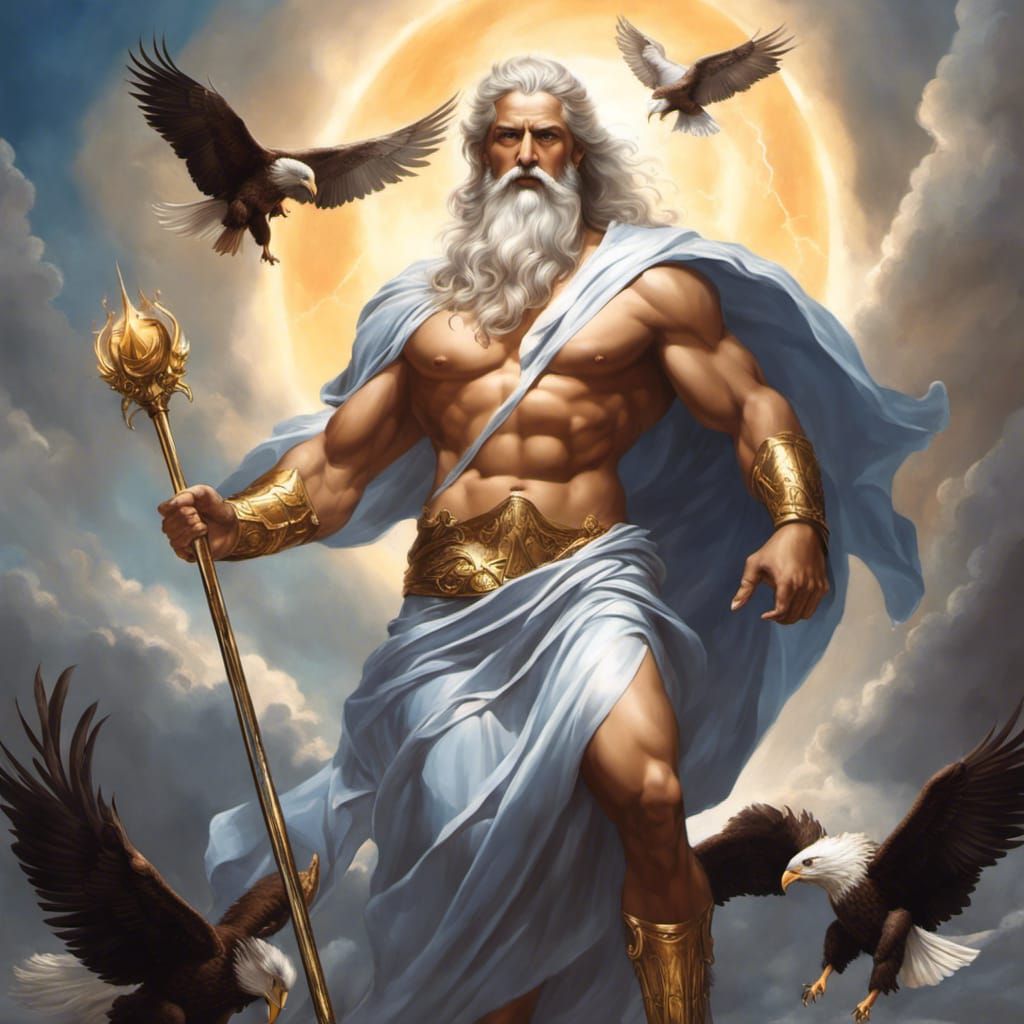 Zeus, King of Gods, in Hyperrealistic Impasto
