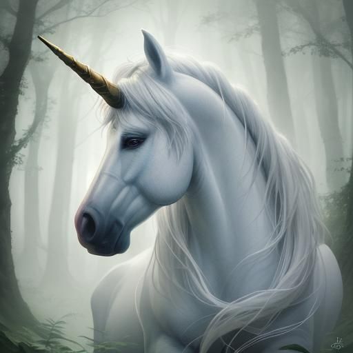 Enchanting Unicorn Portrait in Watercolor Style