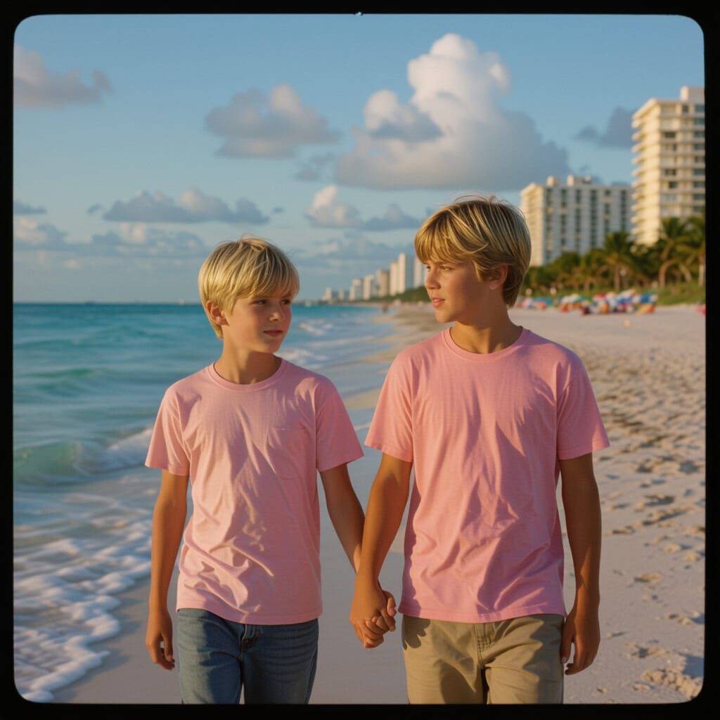 Teenage Boy on Miami Beach Cinematic Film Still
