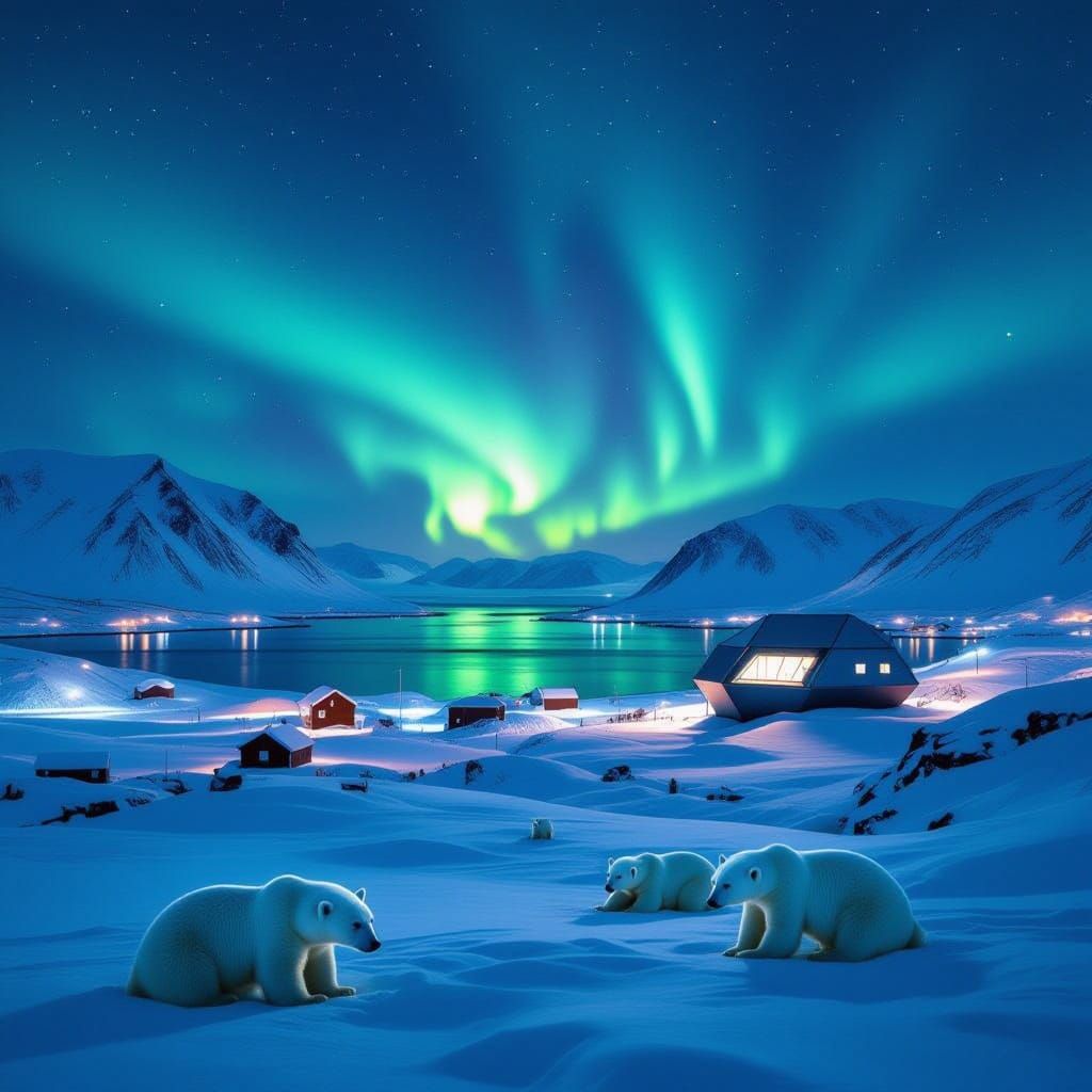 Aurora Borealis Over Svalbard Seed Vault, Neon