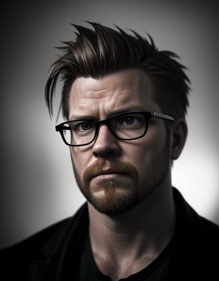 Realistic Portrait with Flame Hair in Moody Lighting