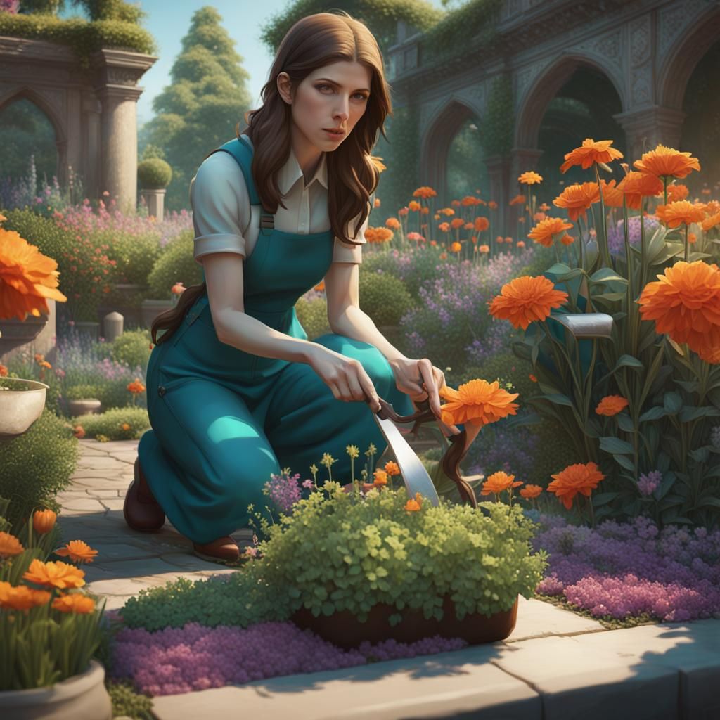 Anna Kendrick Gardening: Hyperdetailed Concept Art