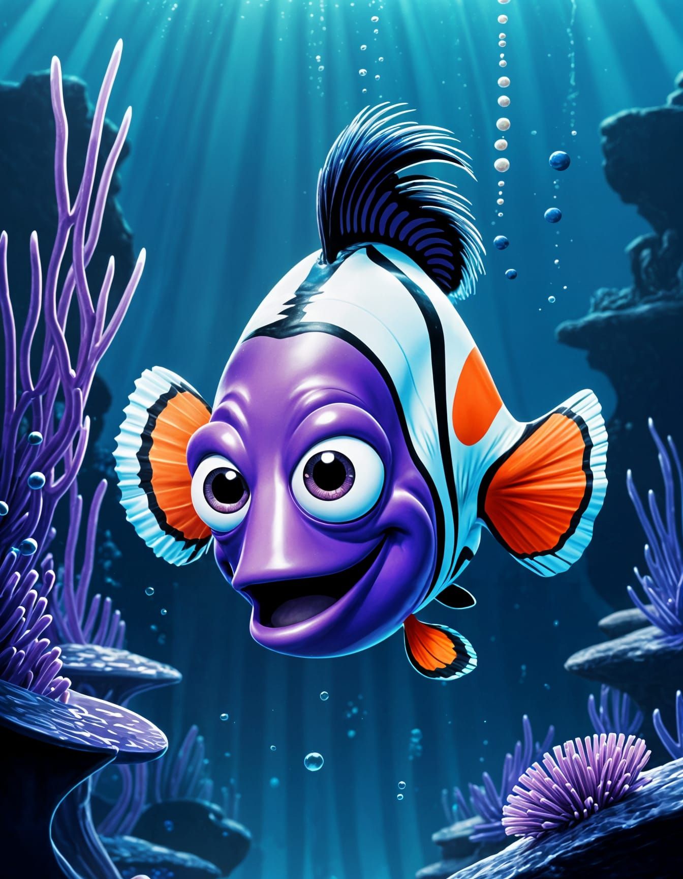 Finding Emo: Depressed Clownfish in Grungy Movie Poster