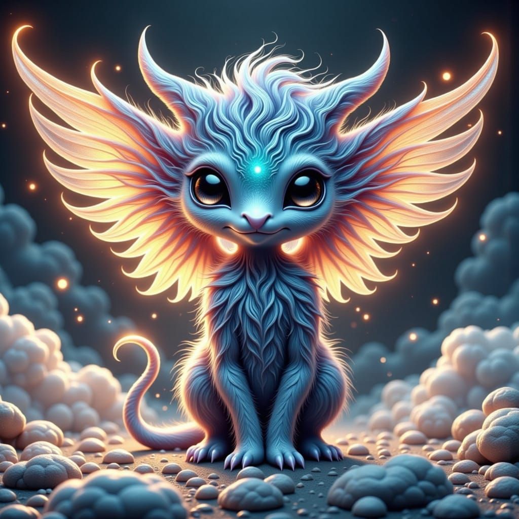 Majestic Winged Spectral Alien in Ethereal Form