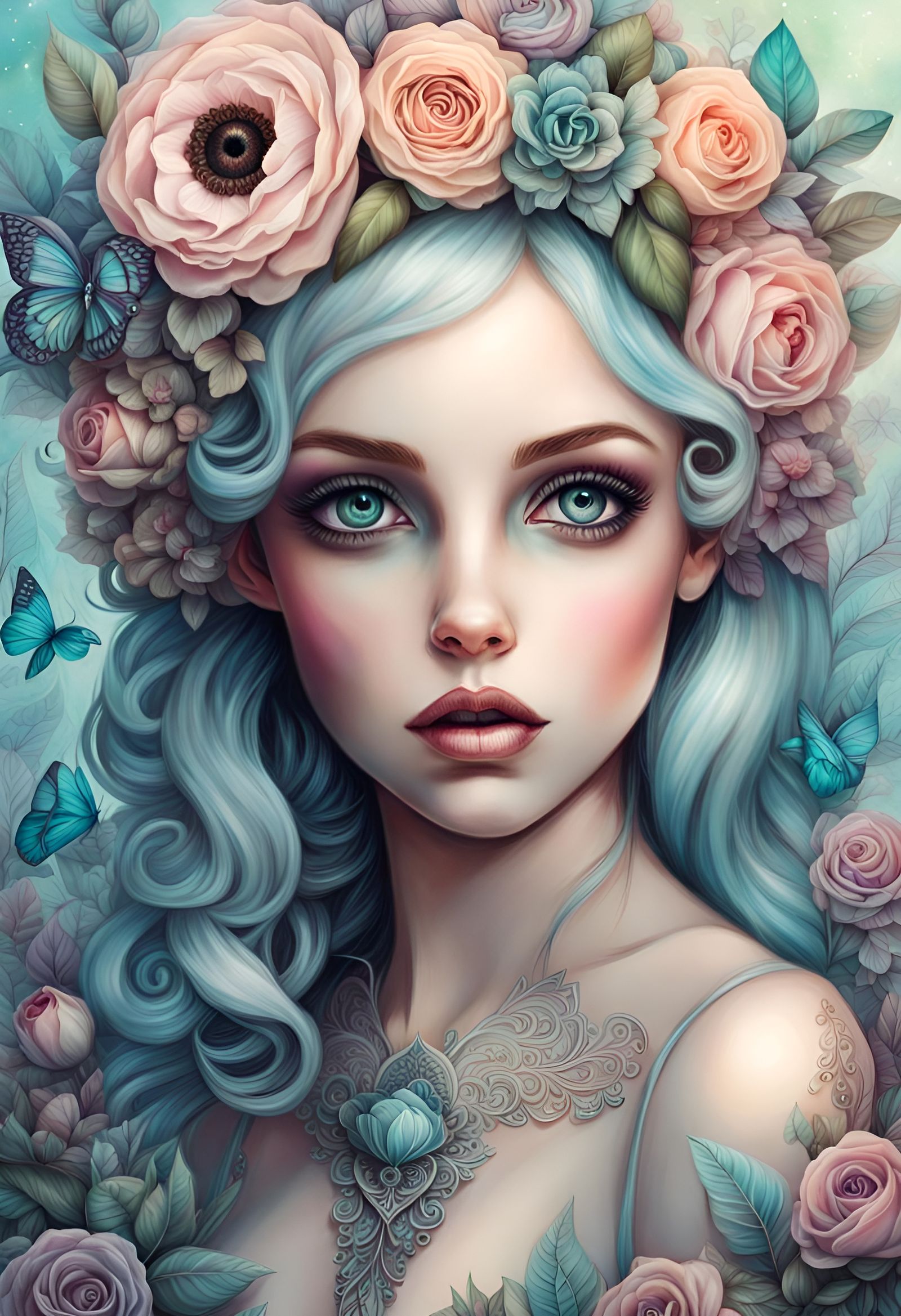 Pastel Fantasy Girl Portrait in Hyperrealistic Style
