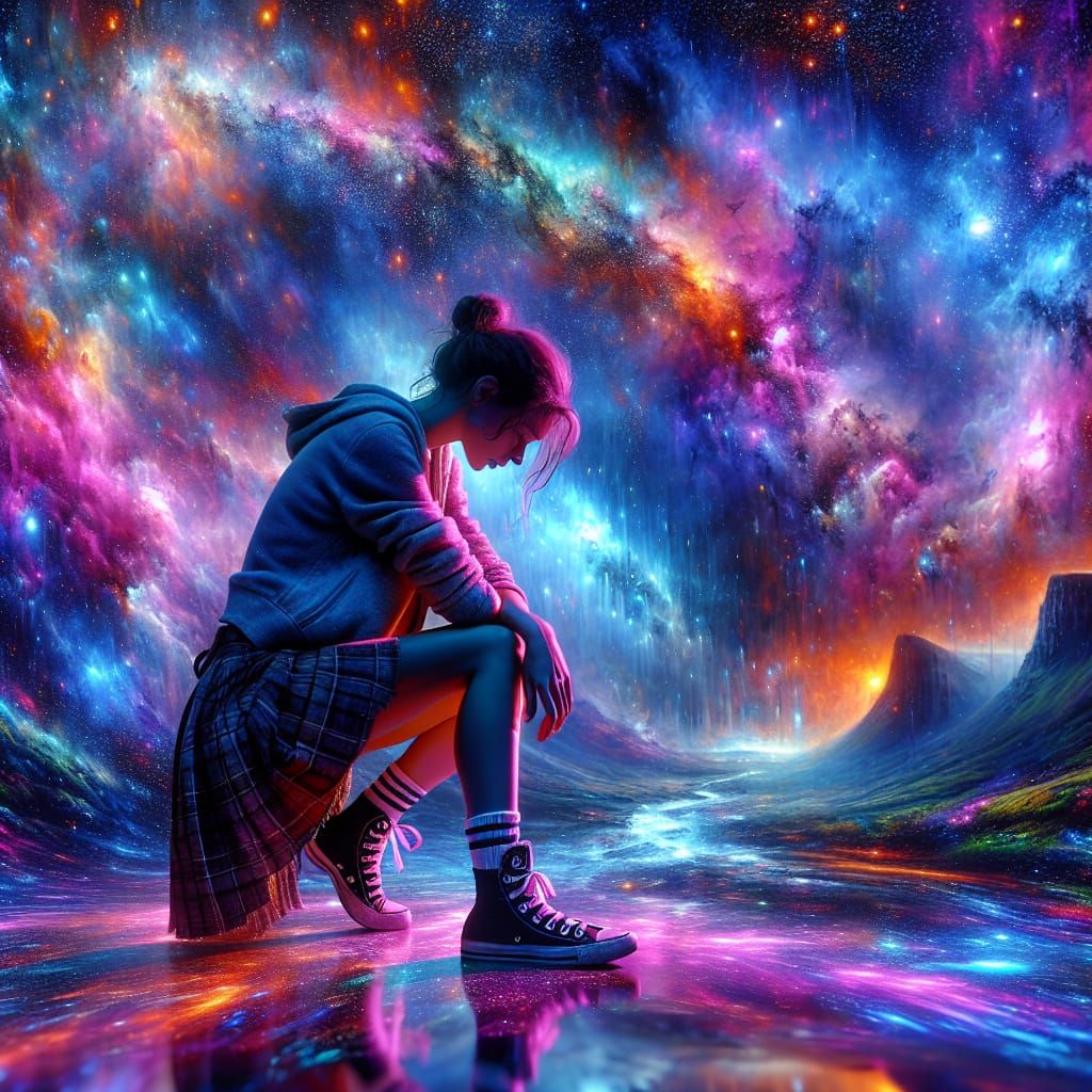 Melancholic Time Traveler in a Neo-Impressionist Galaxy