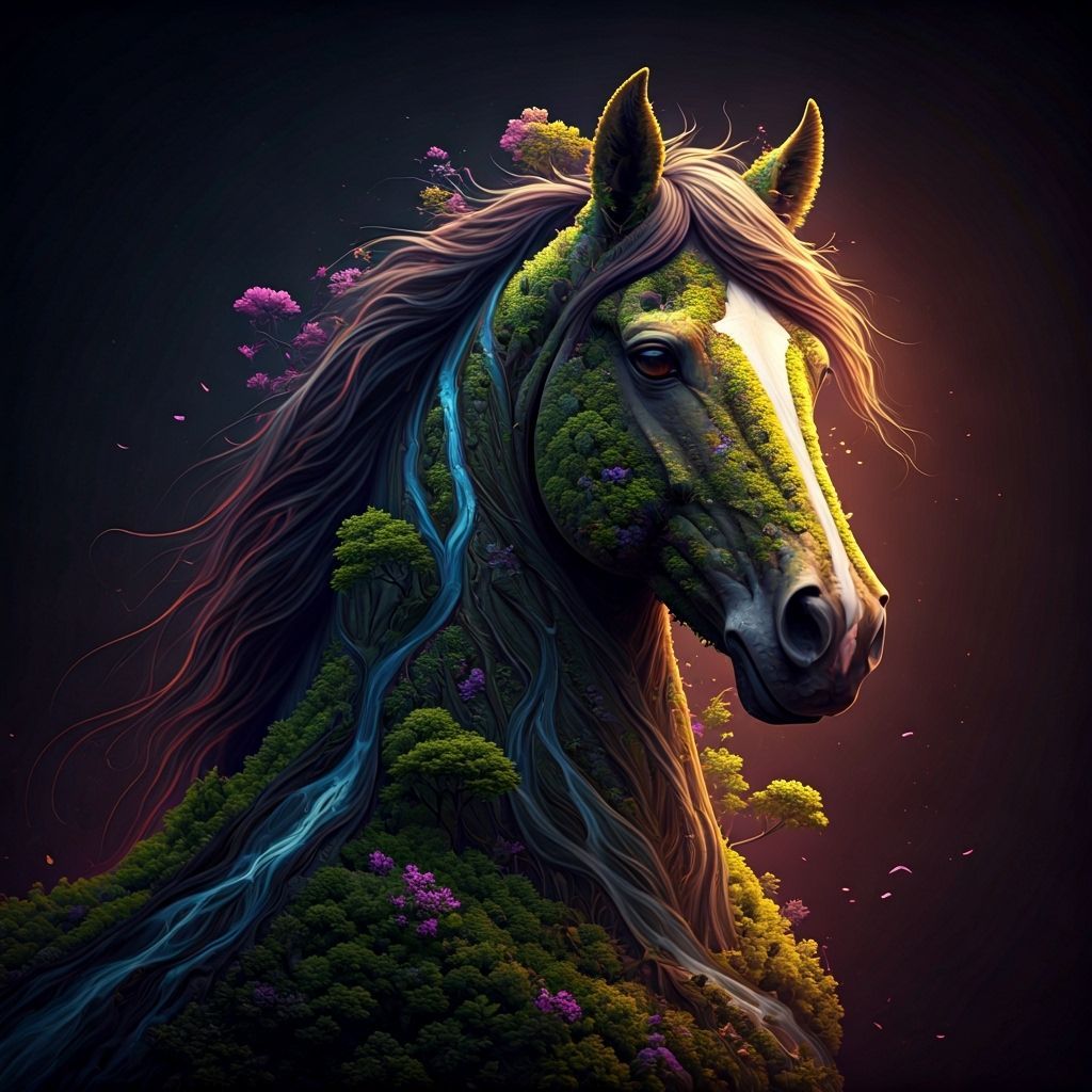 Horse Head Landscape Fantasy Art