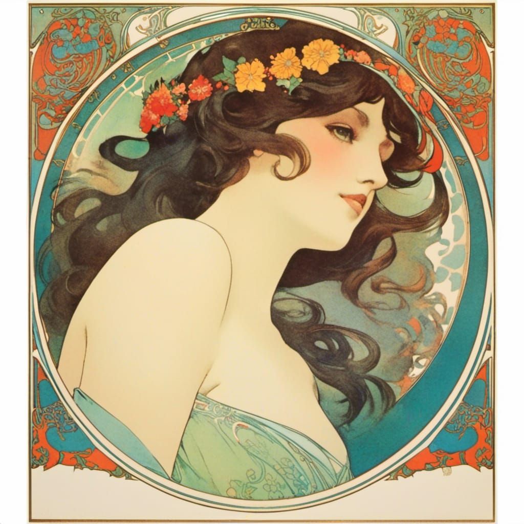 Elegant Woman in Art Nouveau Style