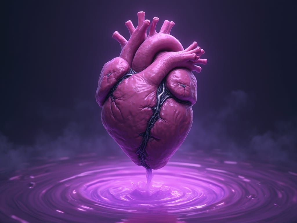 Bio-Mechanical Heart in Anime Style Digital Art