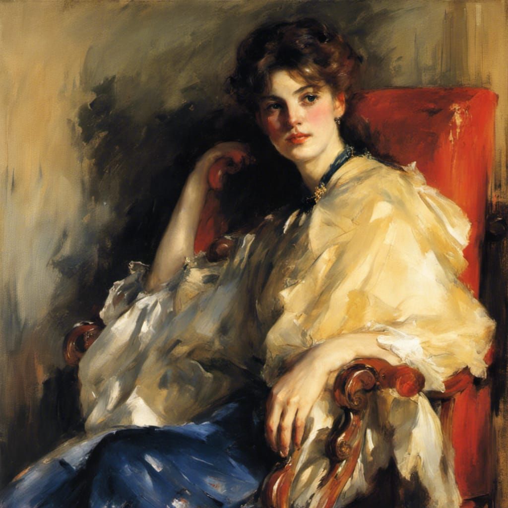 Elegant Woman in Armchair: Portraiture Art Style