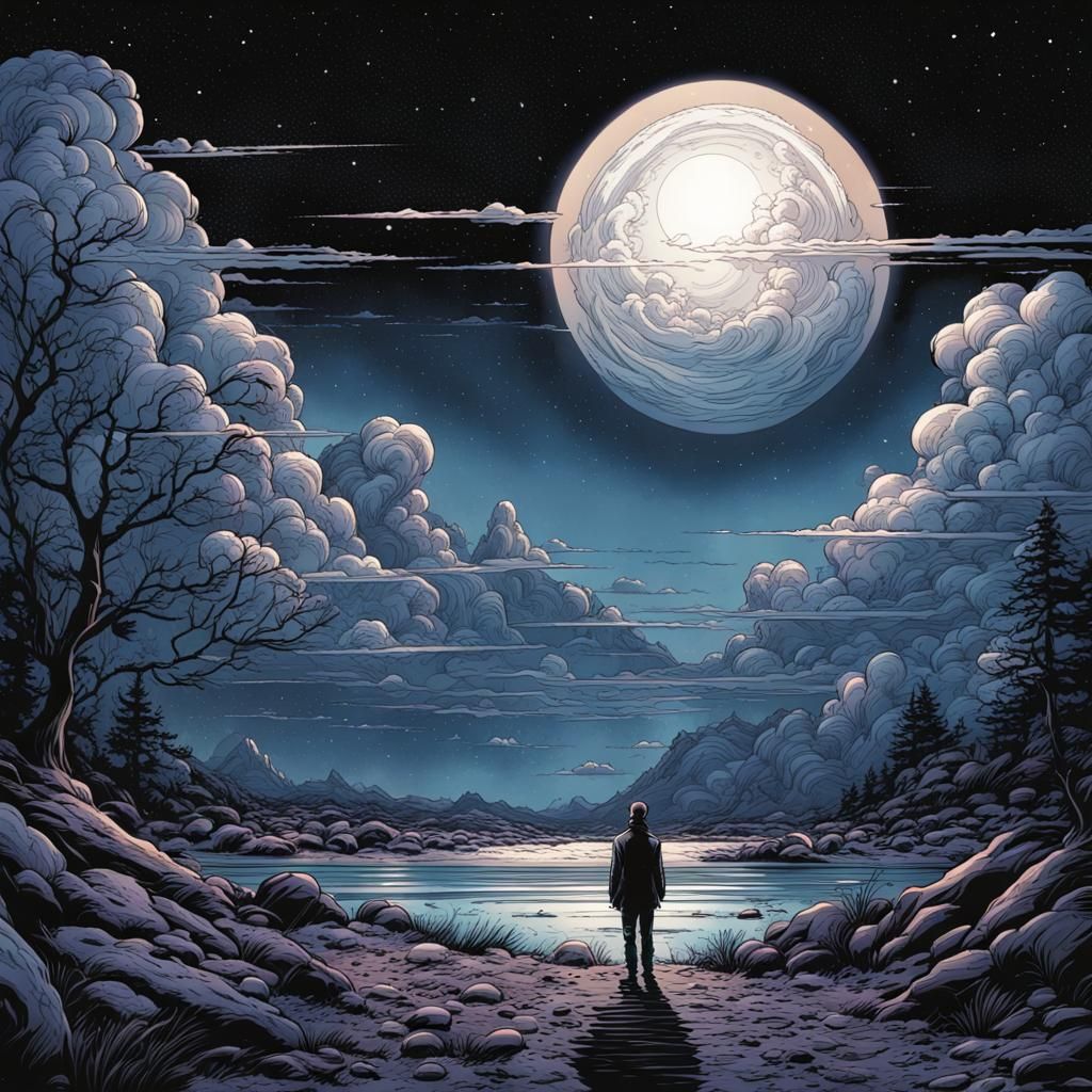 Night Sky in Comic Book Art Style